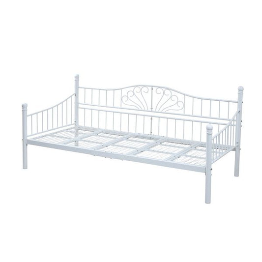 ロートアイアン デイベッド シングル ベッド 幅203 奥行105 フレーム パイプ ハイ&ロー 高さ調節 床下収納 ホワイト(代引不可)