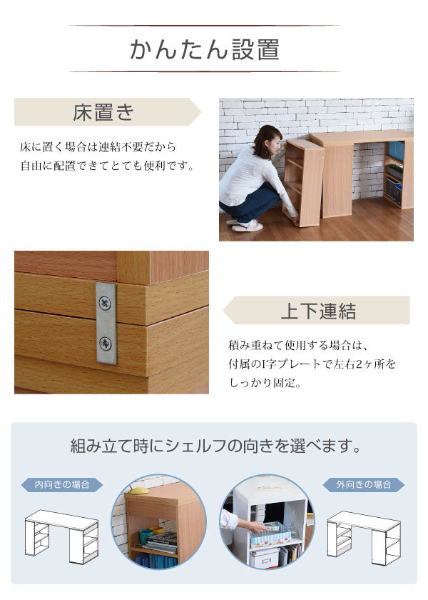 フレキシブル ユニットデスク 本棚付き コンパクト 机 100cm幅 書斎机 パソコンデスク オフィスデスク 薄型デスク(代引不可)