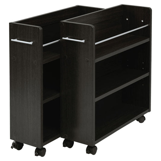 クローゼット 収納 ラック 本棚 2個セット 幅19 奥行58 キャスター付き ワゴン 整理 隙間 家具 押入れ 収納 リビング ブラウン(代引不可)