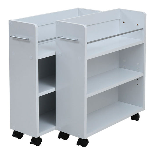 クローゼット 収納 ラック 本棚 2個セット 幅19 奥行58 キャスター付き ワゴン 整理 隙間 家具 押入れ 収納 リビング ホワイト(代引不可)