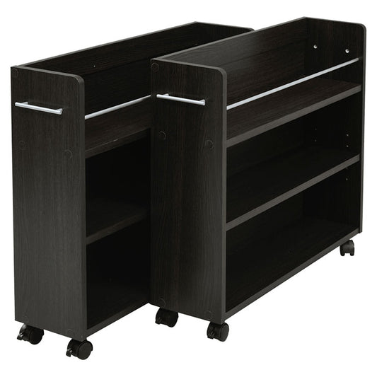 押入れ 収納 ラック 本棚 2個セット 幅19 奥行78 キャスター付き ワゴン 整理 隙間 家具 押入れ 収納 リビング ブラウン(代引不可)