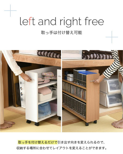 押入れ 収納 ラック 本棚 2個セット 幅19 奥行78 キャスター付き ワゴン 整理 隙間 家具 押入れ 収納 リビング ブラウン(代引不可)