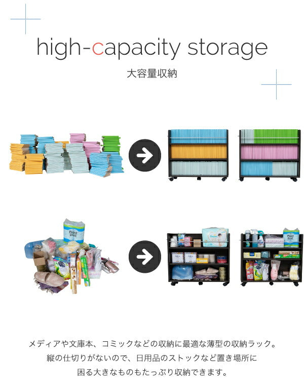 押入れ 収納 ラック 本棚 2個セット 幅19 奥行78 キャスター付き ワゴン 整理 隙間 家具 押入れ 収納 リビング ブラウン(代引不可)