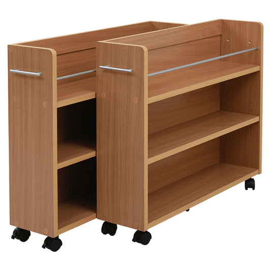 押入れ 収納 ラック 本棚 2個セット 幅19 奥行78 キャスター付き ワゴン 整理 隙間 家具 押入れ 収納 リビング ナチュラル(代引不可)