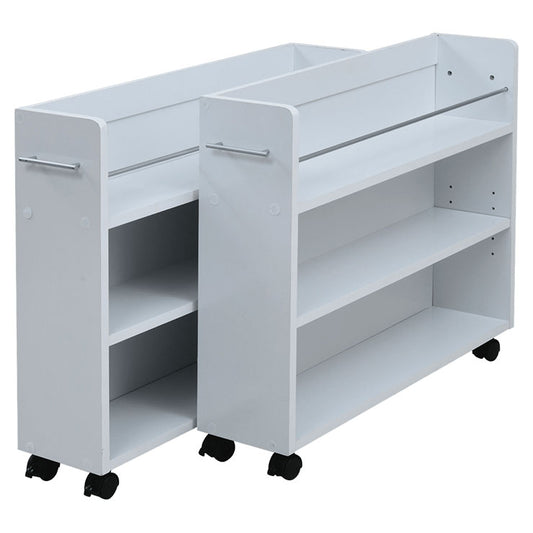 押入れ 収納 ラック 本棚 2個セット 幅19 奥行78 キャスター付き ワゴン 整理 隙間 家具 押入れ 収納 リビング ホワイト(代引不可)