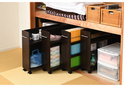 押入れ 収納 ラック 本棚 4個セット 幅19 奥行78 キャスター付き ワゴン 整理 隙間 家具 押入れ 収納 リビング 大容量(代引不可)