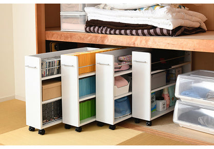 押入れ 収納 ラック 本棚 4個セット 幅19 奥行78 キャスター付き ワゴン 整理 隙間 家具 押入れ 収納 リビング 大容量(代引不可)
