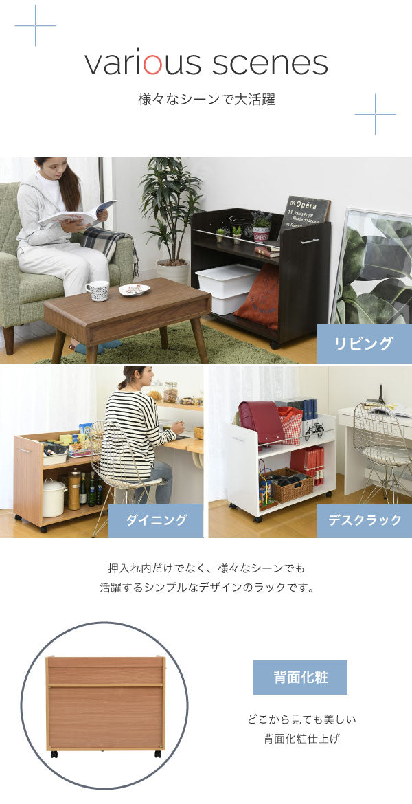 【5%OFF】押入れ 収納 ラック 2個セット 幅38 奥行78 キャスター付き ワゴン 整理 隙間 家具 押入れ 収納 リビング 大容量 ホワイト(代引不可)