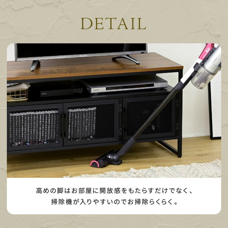 ヴィンテージ調 ハイタイプ テレビ台 幅100 メッシュ扉 ローボード テレビボード 脚付き アイアン 鉄 鉄脚 鉄製 シンプル 一人暮らし 男前 インダストリアル ブルックリン(代引不可)