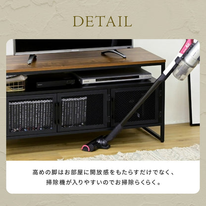 ヴィンテージ調 ハイタイプ テレビ台 幅100 メッシュ扉 ローボード テレビボード 脚付き アイアン 鉄 鉄脚 鉄製 シンプル 一人暮らし 男前 インダストリアル ブルックリン(代引不可)