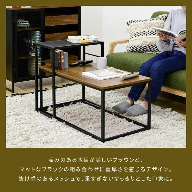 ヴィンテージ調 ネストテーブル 2点セット 組み合わせ センターテーブル ローテーブル アイアン 鉄 鉄脚 鉄製 シンプル 一人暮らし 男前 インダストリアル ブルックリン(代引不可)