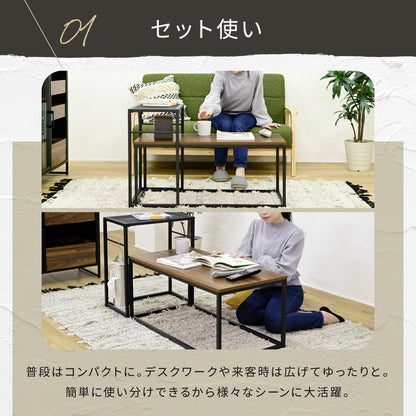 ヴィンテージ調 ネストテーブル 2点セット 組み合わせ センターテーブル ローテーブル アイアン 鉄 鉄脚 鉄製 シンプル 一人暮らし 男前 インダストリアル ブルックリン(代引不可)