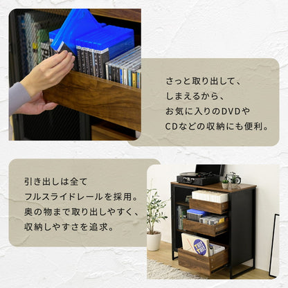 ヴィンテージ調 レコード収納 ディスプレイラック 幅80 CD DVD レコードラック ハイタイプ キャビネット 脚付き コレクションラック メッシュ扉 レコード収納 男前 インダストリアル ブルックリン(代引不可)