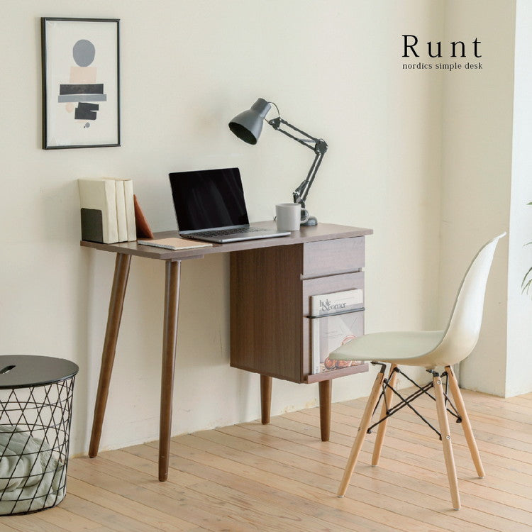 パソコンデスク 幅94 木製 北欧シンプルデスク 天然木脚 配線スッキリ PCデスク 学習机 ワークデスク 勉強机 パソコン机 作業机 引き出し 引出し付き デスク 収納付き 北欧 おしゃれ(代引不可)