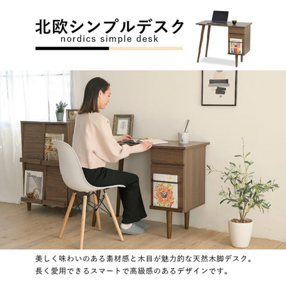 パソコンデスク 幅94 木製 北欧シンプルデスク 天然木脚 配線スッキリ PCデスク 学習机 ワークデスク 勉強机 パソコン机 作業机 引き出し 引出し付き デスク 収納付き 北欧 おしゃれ(代引不可)