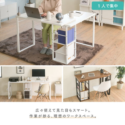 回転式 3WAYワークデスク L字・I字・コンパクト パソコンデスク ツインデスク 棚付きデスク ユニットデスク スチール脚 回転 省スペース 作業机 在宅勤務 テレワーク 北欧 おしゃれ(代引不可)
