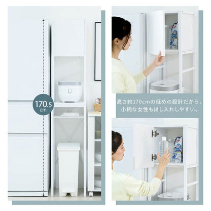 ゴミ箱上ラック 幅34 スリム 隙間収納 ゴミ箱上収納 キッチン すき間収納 奥行40 高さ170 食器棚 レンジ台 炊飯器 木製 薄型 ラック 棚 ごみ箱ラック ゴミ箱ラック(代引不可)