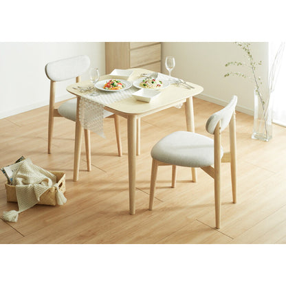 ダイニングテーブル 75×75cm 正方形 単品 丸みなデザイン 2人掛け 天然木 無垢材使用 ダイニング テーブル カフェテーブル 食卓テーブル 作業台 ワークテーブル ナチュラル 木製 おしゃれ