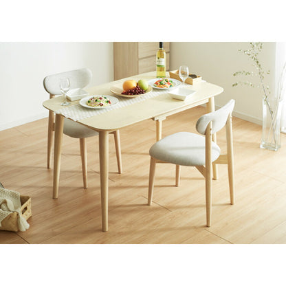 伸縮 ダイニングテーブル 75~120×75cm 単品 丸みなデザイン 2人掛け 4人掛け 天然木 無垢材使用 ダイニング テーブル カフェテーブル 食卓テーブル ワークテーブル ナチュラル 木製 おしゃれ