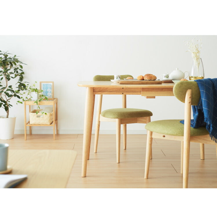 伸縮 ダイニングテーブル 75~120×75cm 単品 丸みなデザイン 2人掛け 4人掛け 天然木 無垢材使用 ダイニング テーブル カフェテーブル 食卓テーブル ワークテーブル ナチュラル 木製 おしゃれ