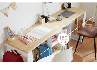 大人になっても使える 学習デスク 学習机 ツインデスク 幅180cm ラック付き 単品使用可能 勉強机 学習デスク 学習机 キッズデスク 収納付き 子供家具 本棚 子供 子ども 子供部屋