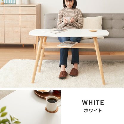 センターテーブル 高さ60cm ハイタイプ 棚付き おしゃれ 北欧 シンプル ナチュラル テーブル ハイテーブル 机 収納付き 天然木 一人暮らし 新生活 リビング ダイニング 食事 作業