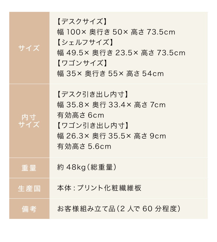大人になっても使える 学習デスク 学習机 4点セット 組み換えデスク 幅100cm 勉強デスク デスク シェルフ ワゴン FAX台 勉強机 子供 子ども 子供部屋 組み合わせ 組み換え