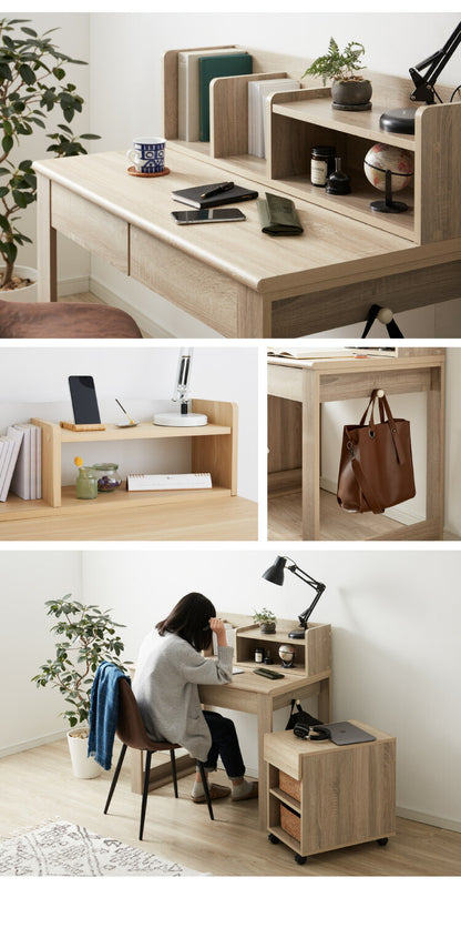 大人になっても使える 学習デスク 学習机 棚付き ワゴン付き 幅100cm 勉強デスク デスク シェルフ ワゴン FAX台 勉強机 子供 子ども 子供部屋 組み合わせ