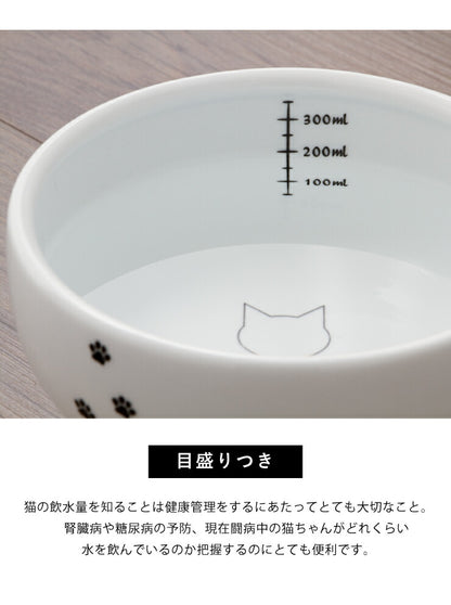 猫壱 猫用 脚付ウォーターボウル ハイタイプ 猫柄 食器 猫用食器 ボウル 水飲み 水やり 給水器 ペット ペット用食器