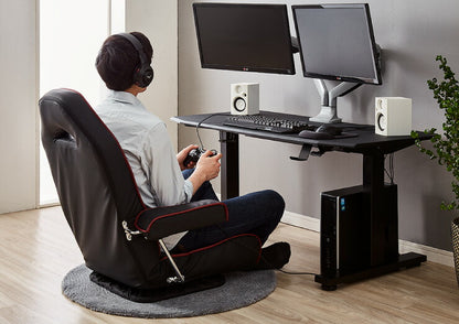 本革肘付き回転座椅子 リクライニング 回転 レザー 牛革 座椅子 座いす 座イス ゲーミング チェア 椅子 一人掛け ポケットコイル(代引不可)