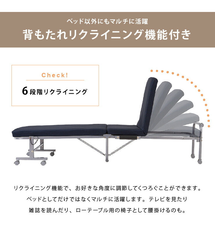 高反発ウレタン入り 折りたたみベッド セミシングル 幅65cm ベッド 折り畳みベッド 折りたたみ コンパクト リクライニング(代引不可)