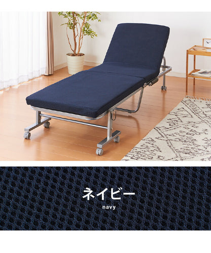 高反発ウレタン入り 折りたたみベッド シングル 幅94cm ベッド 折り畳みベッド 折りたたみ コンパクト リクライニング (代引不可)