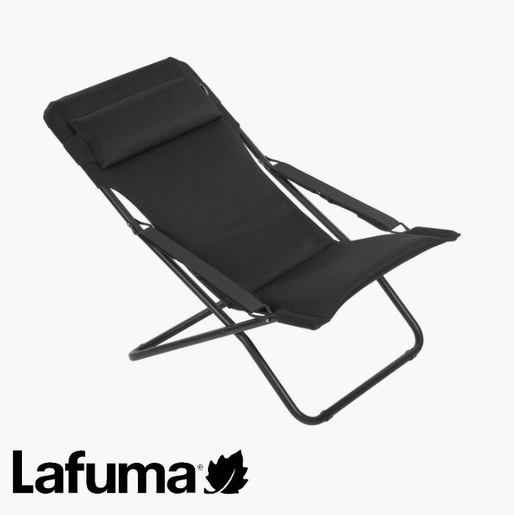 【5%OFF】Lafuma デッキチェア ブラック TRANSABED AIR COMFORT LFM2853 高さ3段階調整 フランス製 折りたたみ可能 アウトドア(代引不可)