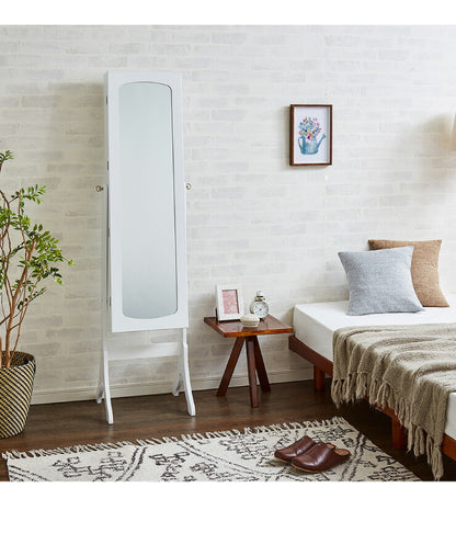 ジュエリー収納付き スタンドドレッサーミラー 鏡 ミラー スタンドミラー 姿見 全身 ハイタイプ 収納 アクセサリー ジュエリー(代引不可)