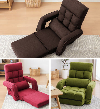 肘掛け付き座椅子 3WAY クッション付き 3つのスタイル 座椅子 座いす リクライニング ハイバック チェア チェアー 1人掛け(代引不可)