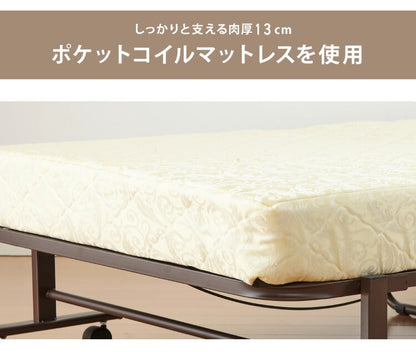 電動ベッド ポケットコイルマットレス使用 シングル 極厚13cm 電動リクライニング 折りたたみベッド 電動 組立て不要 完成品 介護ベッド 折り畳み リクライニングベッド(代引不可)