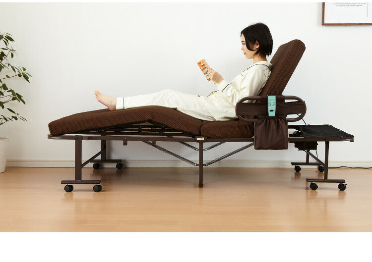 電動ベッド 高床式 45cm 高反発ウレタン使用 シングル 厚さ10cm 電動リクライニング 折りたたみベッド 電動 組立て不要 完成品 介護ベッド 折り畳み リクライニングベッド(代引不可)
