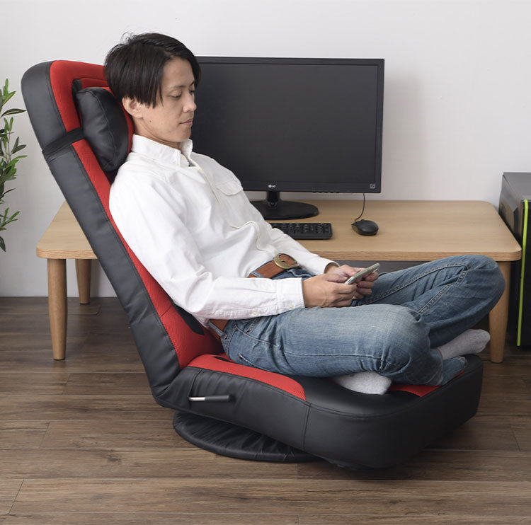 座椅子 超ハイバック回転座椅子 座面幅61.5cm 360度回転 クッション付き スーパーハイバック レバー式 無段階 リクライニング ヘッドギア ハイバック 折り畳み 1人掛け メッシュ ポケットコイル(代引不可)