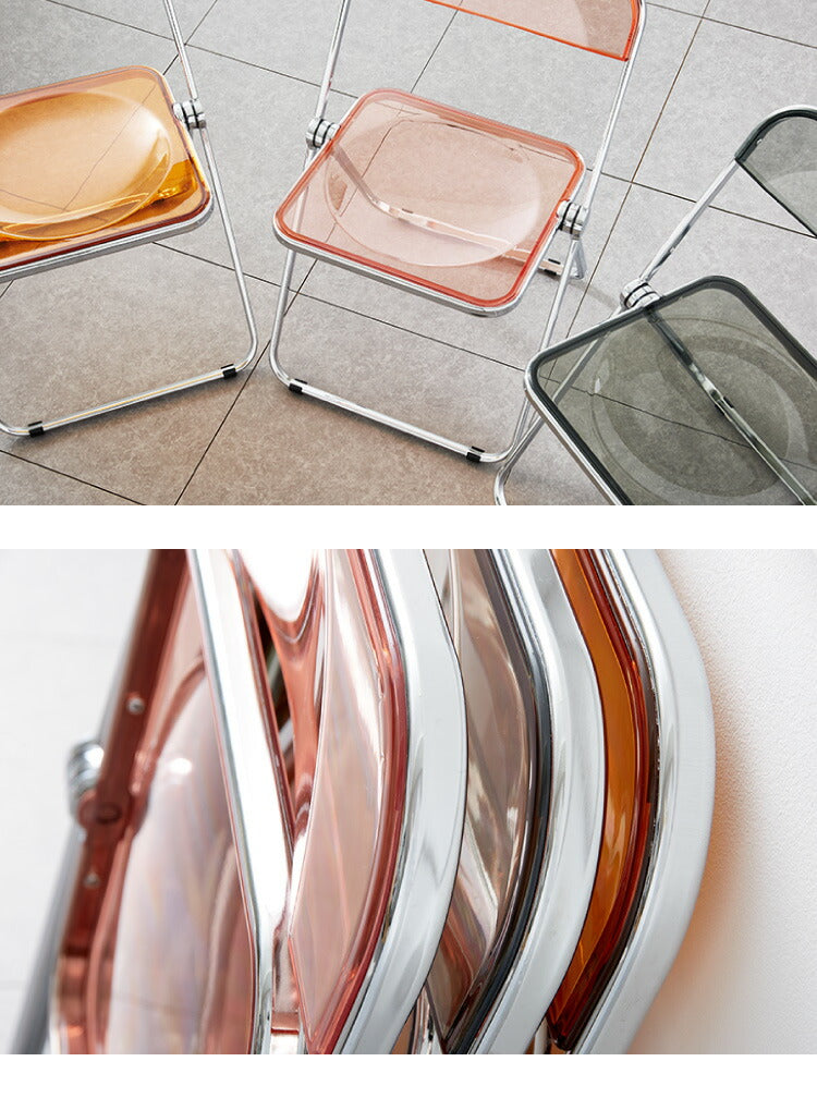 クリアチェア SYRUP シロップ 2脚セット クリア素材 フォールディングチェア スケルトンチェア スケルトン素材 折りたたみチェア 折り畳み椅子 デスクチェア 折り畳み(代引不可)