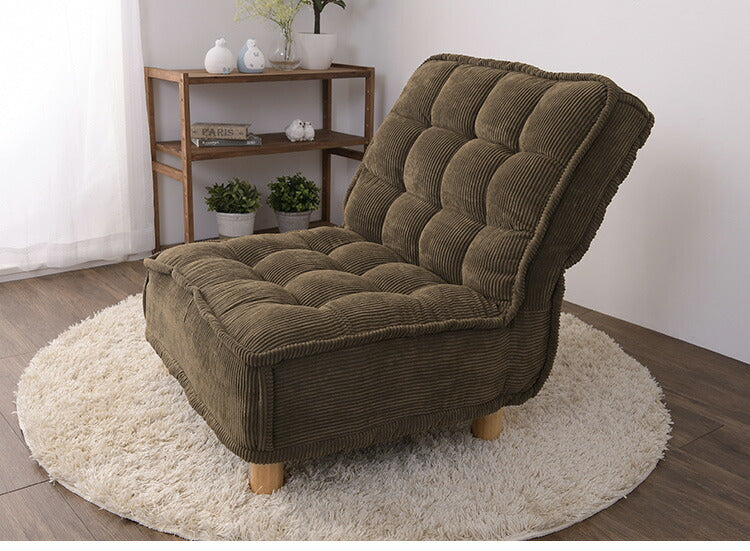 パーソナルソファ 1人用 ソファ コーデュロイ ポケットコイル入り 4段階リクライニング リクライニングソファ 背もたれ 極厚座面 フロアソファ コーデロイ(代引不可)