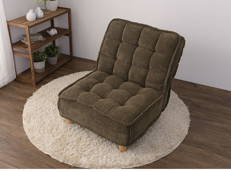 パーソナルソファ 1人用 ソファ コーデュロイ ポケットコイル入り 4段階リクライニング リクライニングソファ 背もたれ 極厚座面 フロアソファ コーデロイ(代引不可)