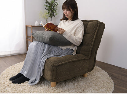 パーソナルソファ 1人用 ソファ コーデュロイ ポケットコイル入り 4段階リクライニング リクライニングソファ 背もたれ 極厚座面 フロアソファ コーデロイ(代引不可)