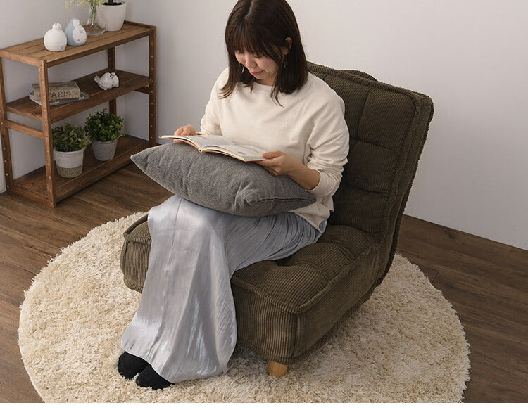 パーソナルソファ 1人用 ソファ コーデュロイ ポケットコイル入り 4段階リクライニング リクライニングソファ 背もたれ 極厚座面 フロアソファ コーデロイ(代引不可)