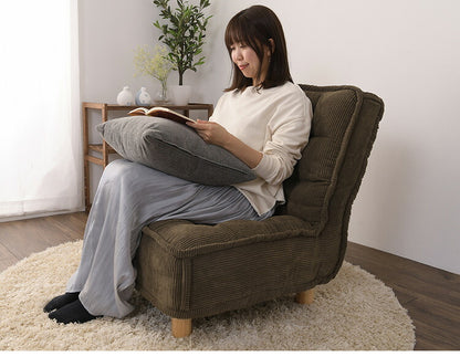 パーソナルソファ 1人用 ソファ コーデュロイ ポケットコイル入り 4段階リクライニング リクライニングソファ 背もたれ 極厚座面 フロアソファ コーデロイ(代引不可)