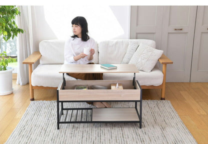 リフトアップコーヒーテーブル 天板昇降 リフトテーブル 収納付き 昇降式テーブル パソコンデスク ローテーブル 机 デスク 木製 テーブル 昇降式 昇降テーブル(代引不可)