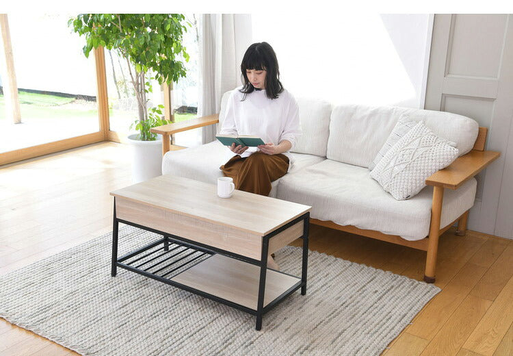 リフトアップコーヒーテーブル 天板昇降 リフトテーブル 収納付き 昇降式テーブル パソコンデスク ローテーブル 机 デスク 木製 テーブル 昇降式 昇降テーブル(代引不可)