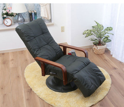 本革フットレスト付きリクライングチェア フットハイ 高座椅子 机 高さ調節 パーソナルチェア ラウンジチェア 肘掛け リクライニングチェア リクライニング(代引不可)