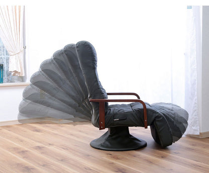 本革フットレスト付きリクライングチェア フットハイ 高座椅子 机 高さ調節 パーソナルチェア ラウンジチェア 肘掛け リクライニングチェア リクライニング(代引不可)