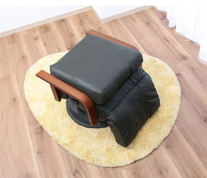 本革フットレスト付きリクライングチェア フットハイ 高座椅子 机 高さ調節 パーソナルチェア ラウンジチェア 肘掛け リクライニングチェア リクライニング(代引不可)