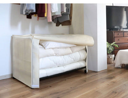 カバー付き布団収納ラック 布団収納ラック カバー付き 寝具 収納 高さ調節 キャスター付き ラック 布団 棚 ワゴン 押入れ収納 キャスター 押入れ クローゼット 布団収納(代引不可)